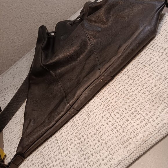 Moda Luxe black faux leather studded with tassel shoulder sling hobo bag purse - Picture 6 of 13